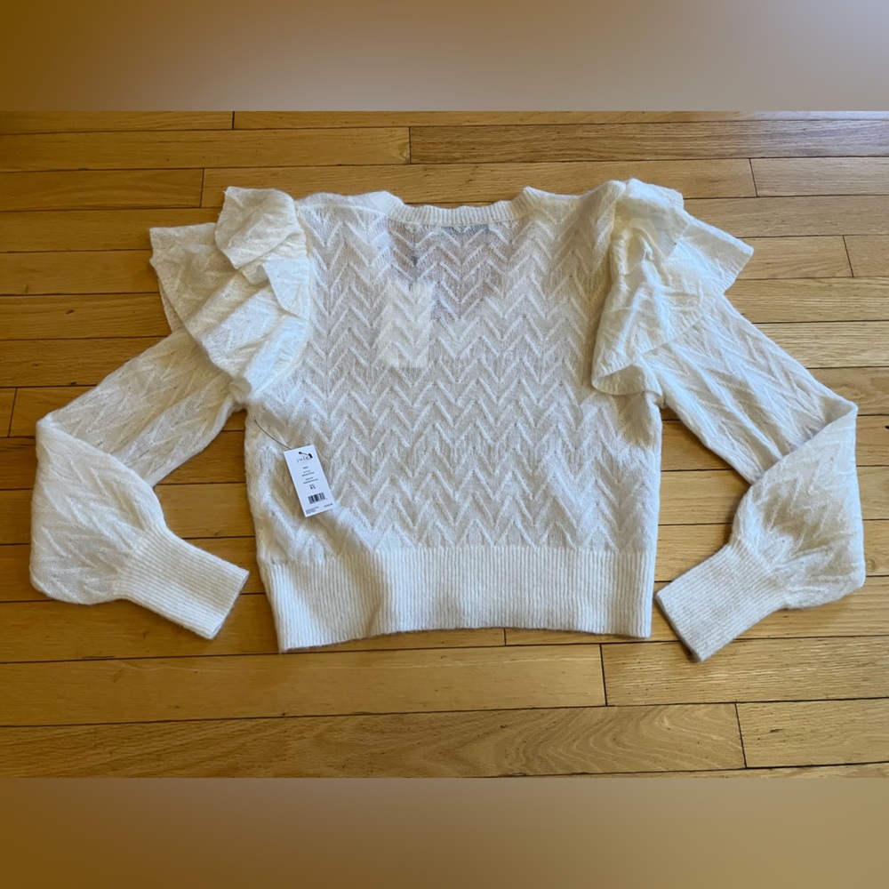 Joie Alpaca White Chevron V-Neck Sweater New with Tags - Picture 4 of 6